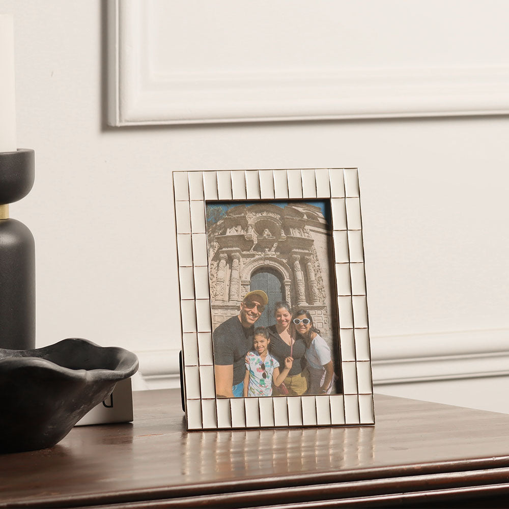 Blaine Photo Frame Medium - White Gold