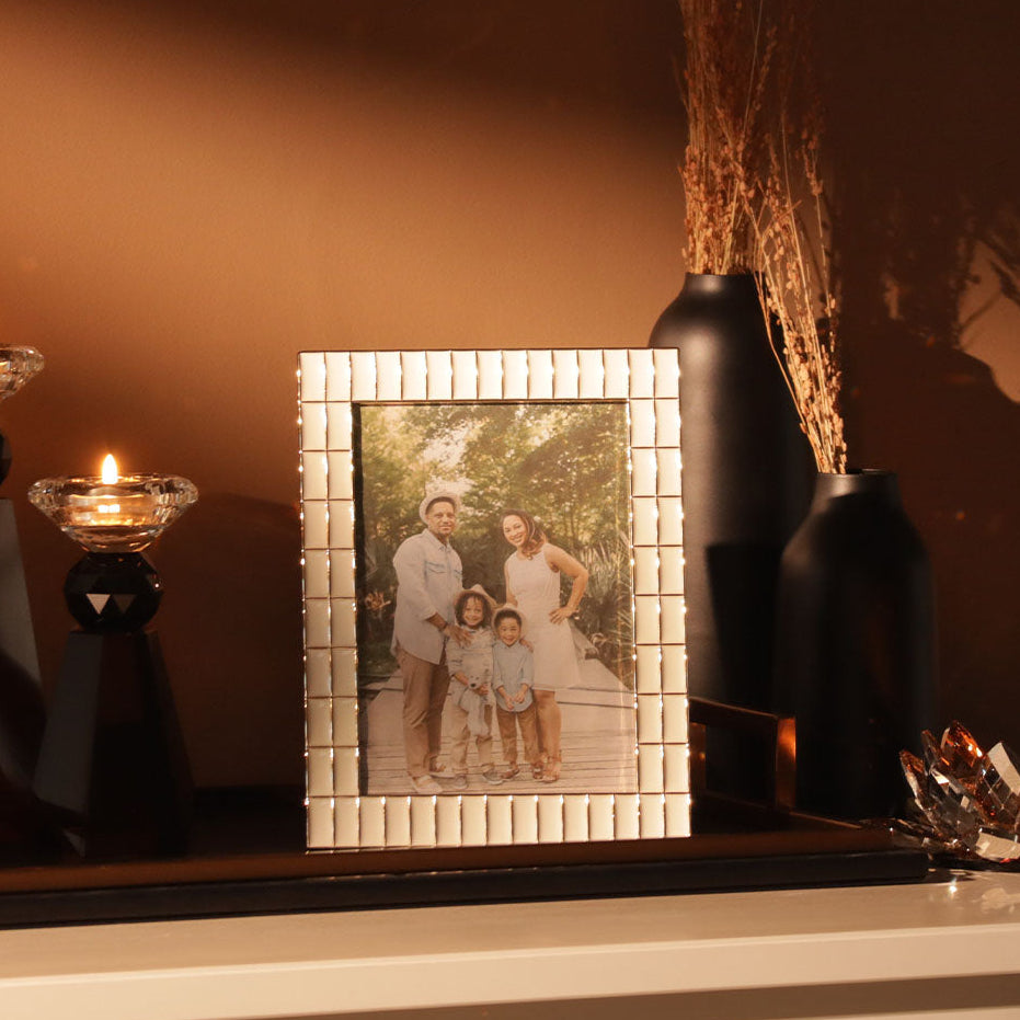 Blaine Photo Frame Large - White Gold