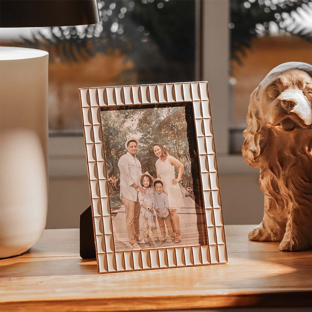 Blaine Photo Frame Large - White Gold