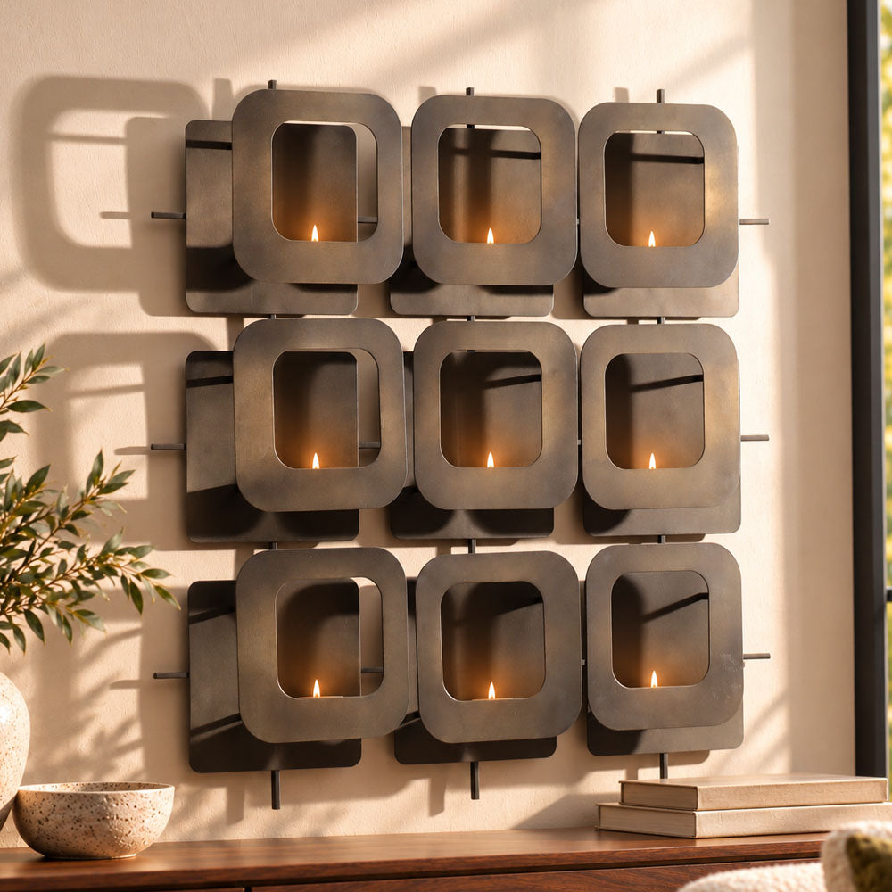 Bloom Wall Hanging Multi Tealight Holder - Dull Gold