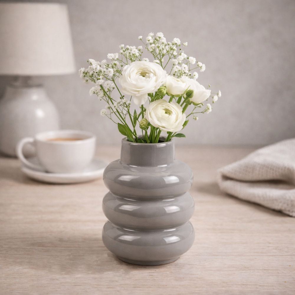 Bobbly Glazed Vase, Medium - Grey