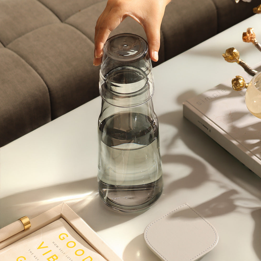 Bocca Glass Water Jug with Tumbler - Smoke