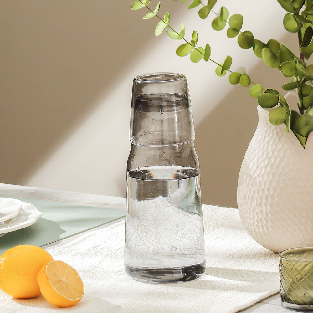 Bocca Glass Water Jug with Tumbler - Smoke
