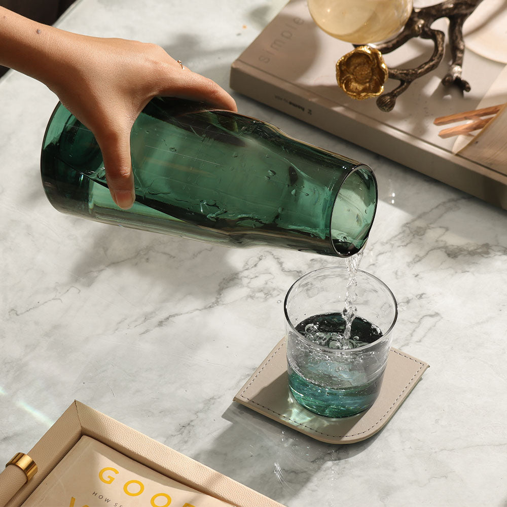 Bocca Glass Water Jug with Tumbler - Teal