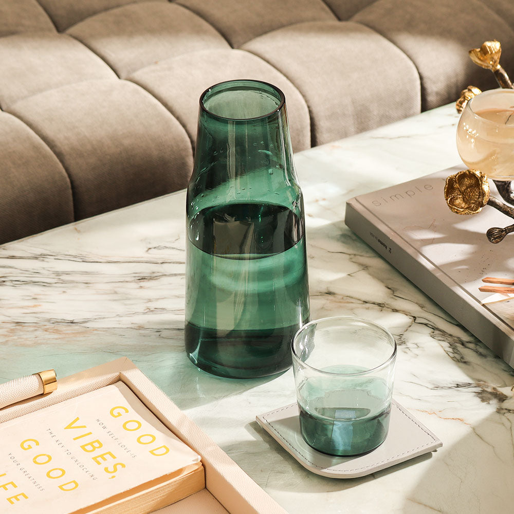 Bocca Glass Water Jug with Tumbler - Teal