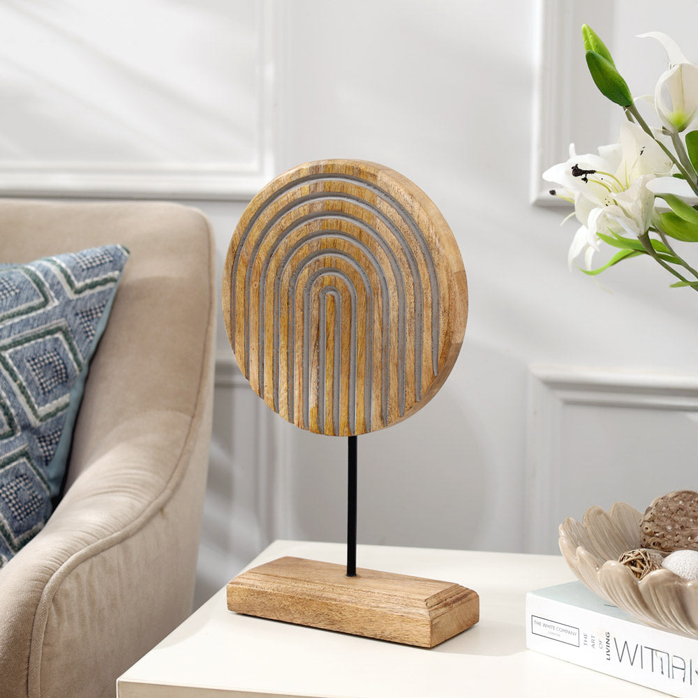 Bogen Carved Wooden Sculpture - Natural Grey