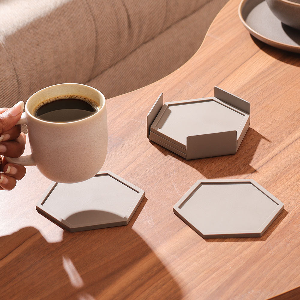Bold Coasters, Set of 6 - Taupe