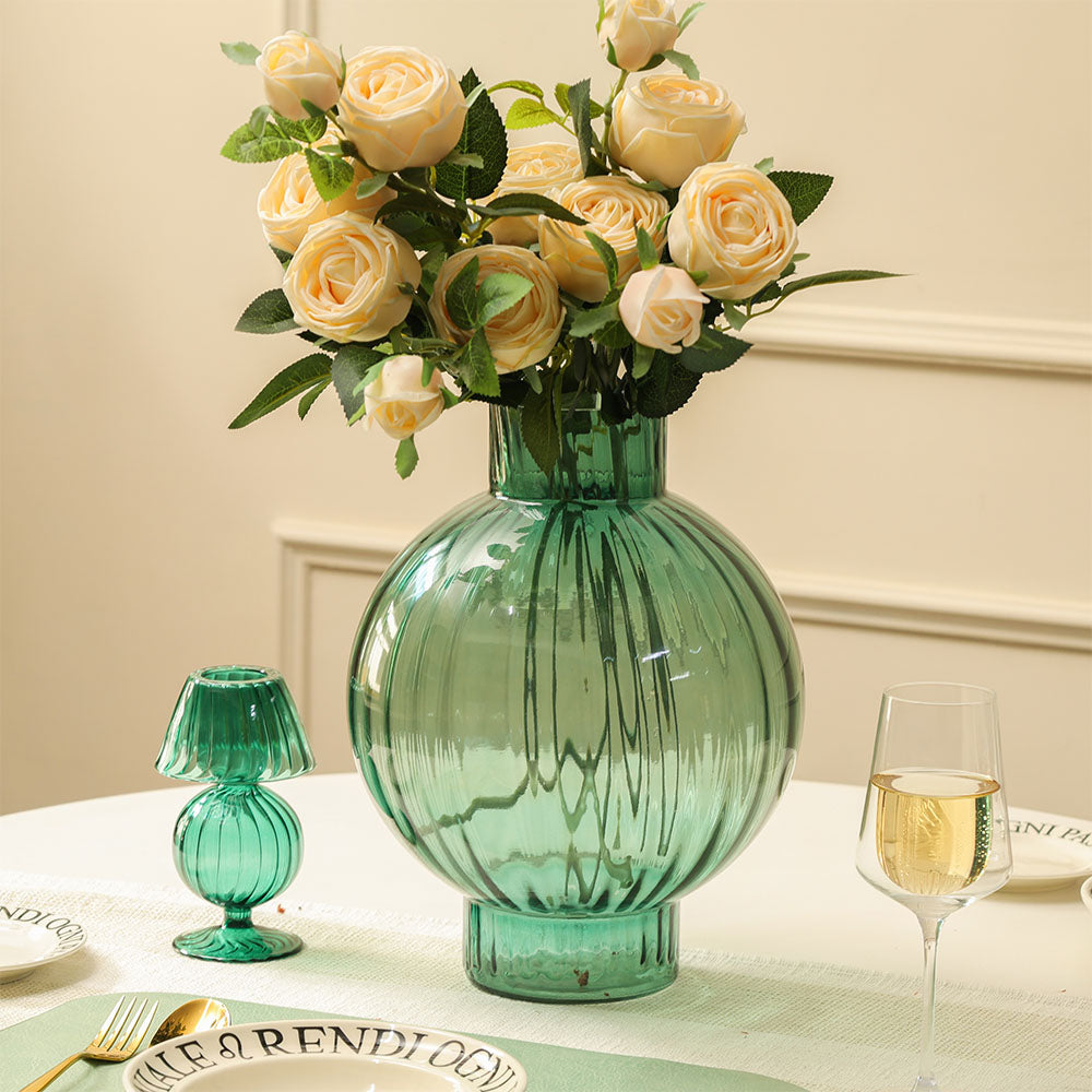 Bomba Glass Round Vase Large - Teal