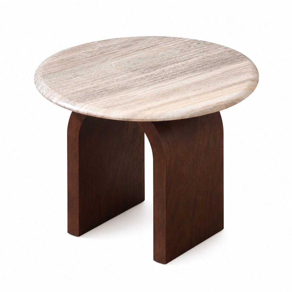 Bordum Marble & Mango Wood Side Table Short - Grey