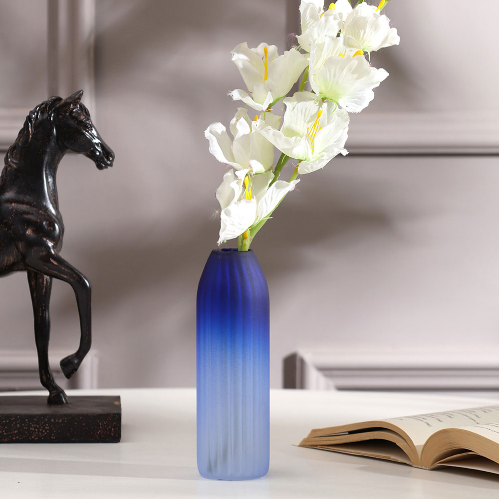 Botella Glass Vase Short - Frosted Sapphire