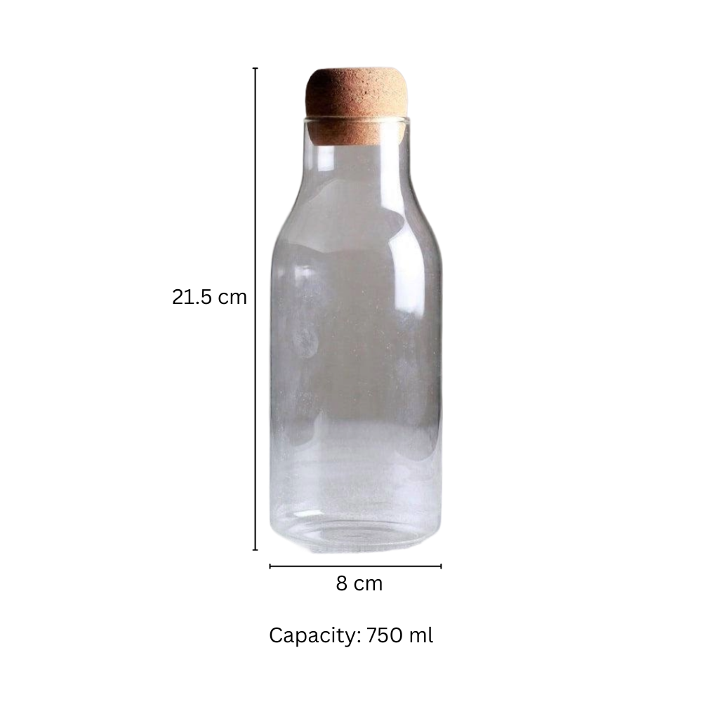 Borosilicate Glass Bottle With Cork Lid - Large