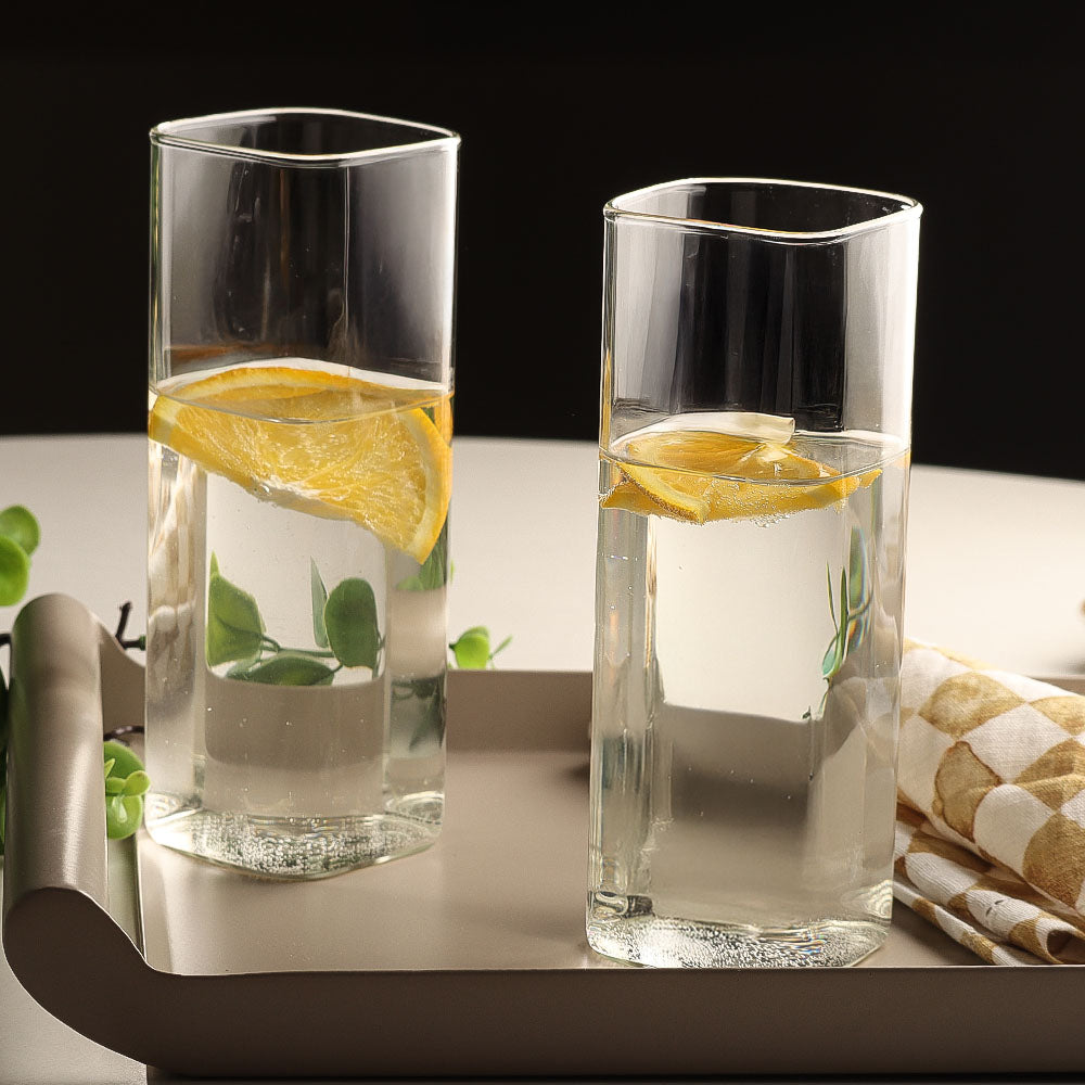 Borosilicate Square Long Drink Glasses, Set of 2