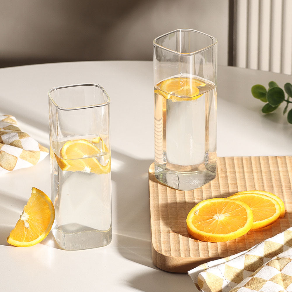 Borosilicate Square Long Drink Glasses, Set of 2