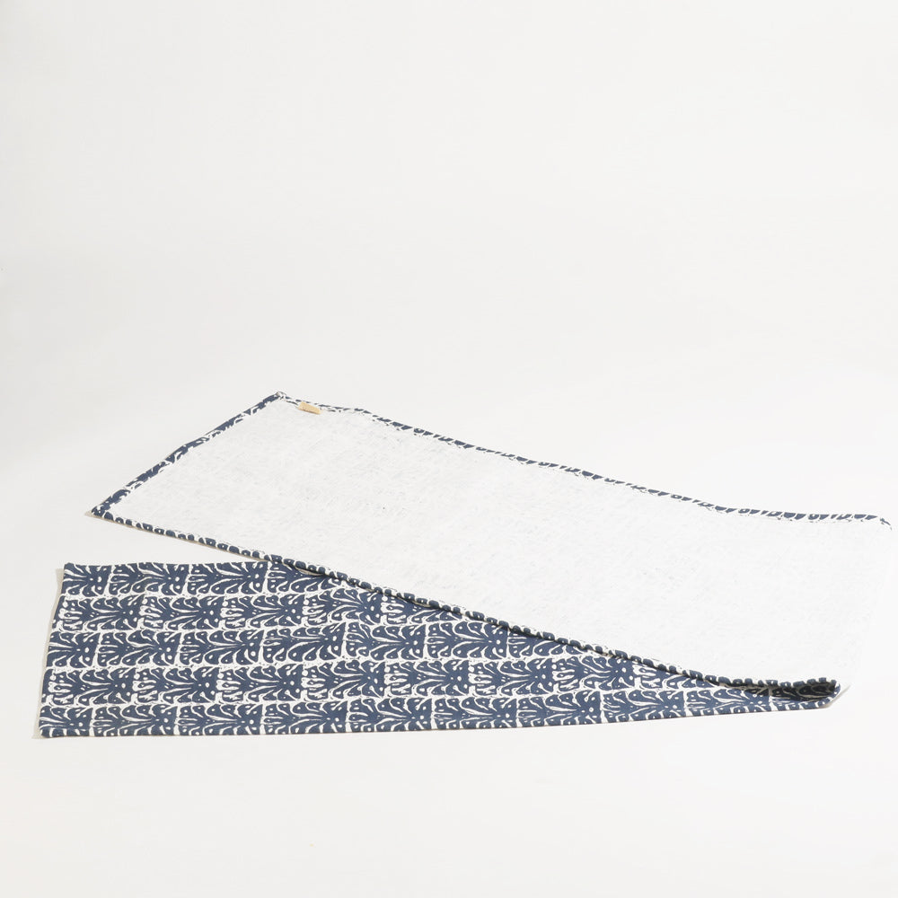 Botanical Table Runner - Navy White