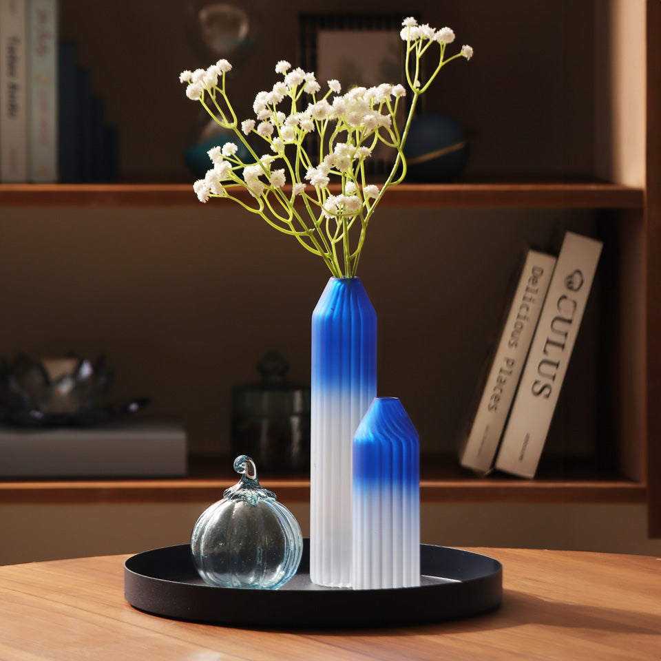 Botella Glass Vase Short - Frosted Sapphire