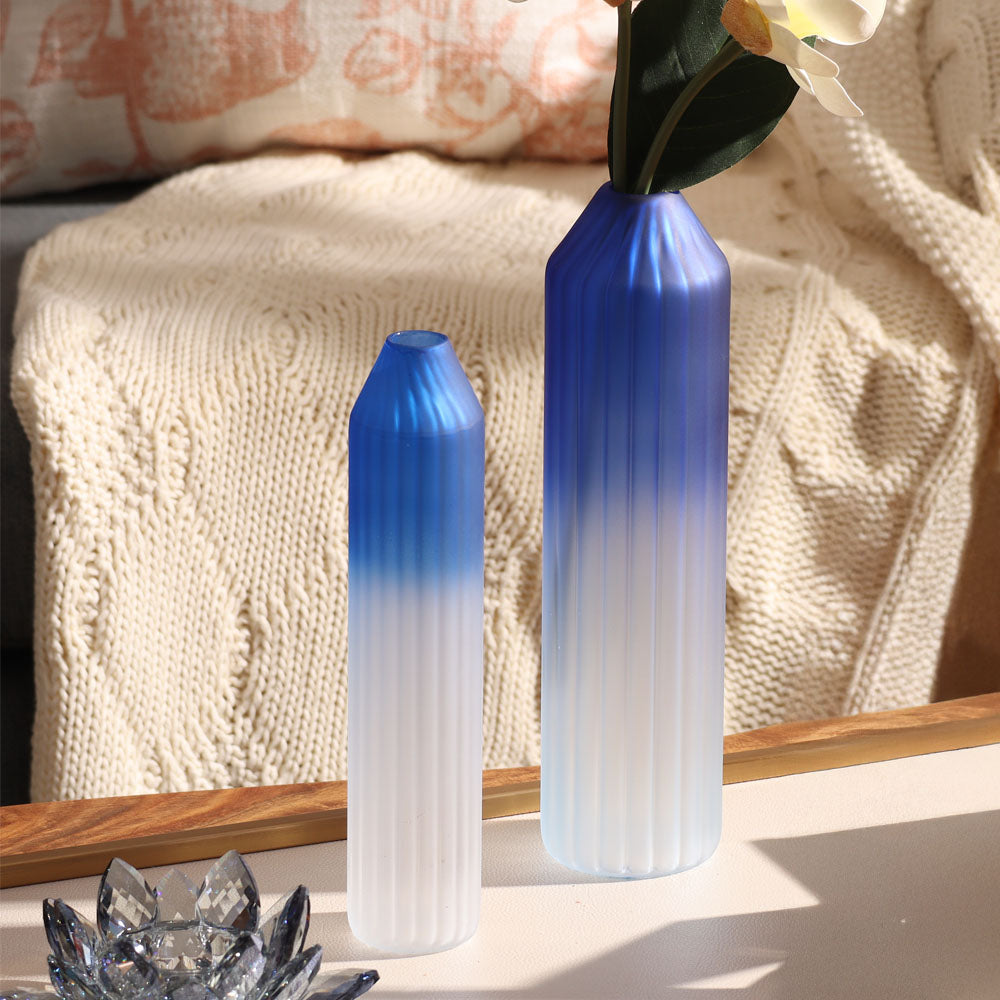 Botella Glass Vase Tall - Frosted Sapphire