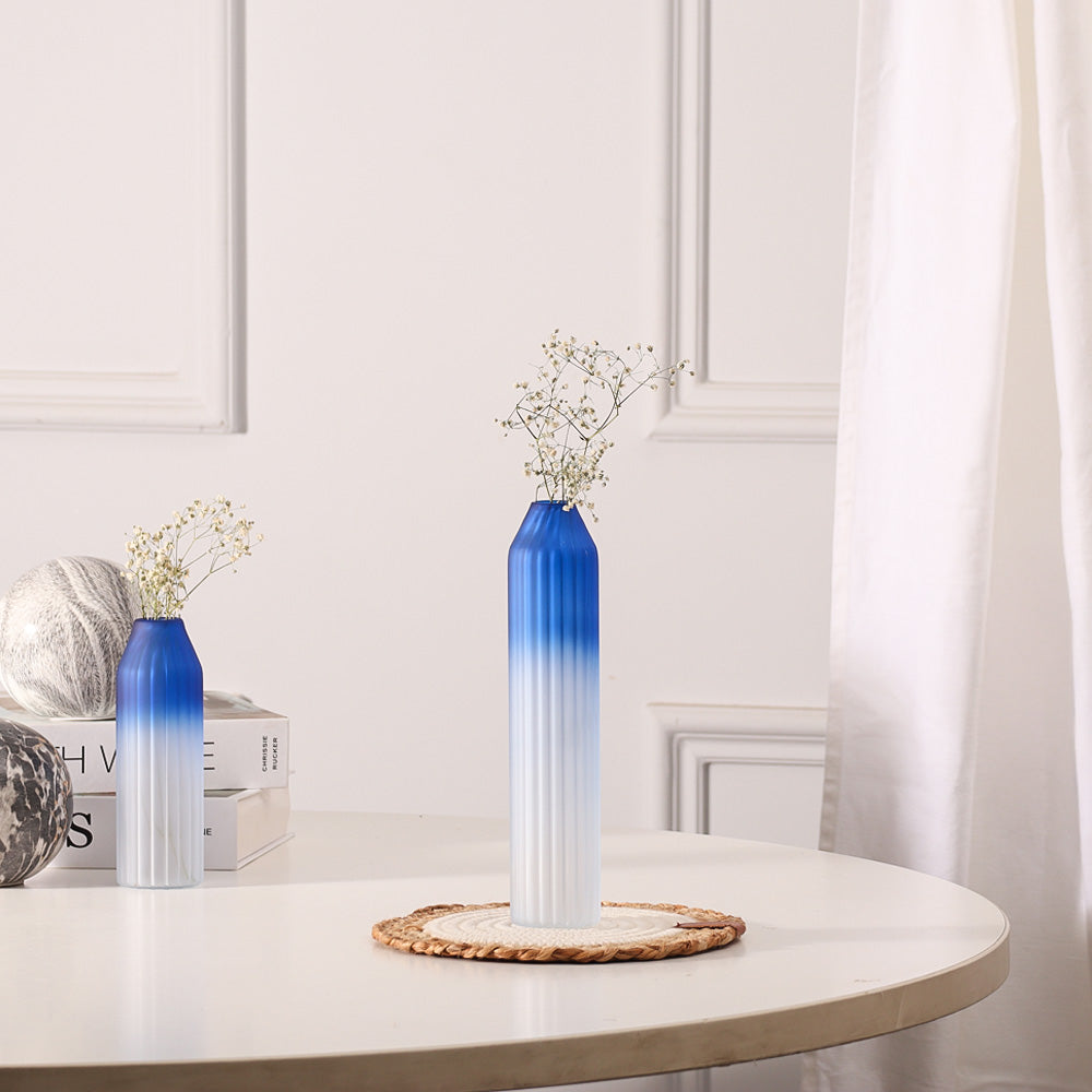 Botella Glass Vase Slim - Frosted Sapphire
