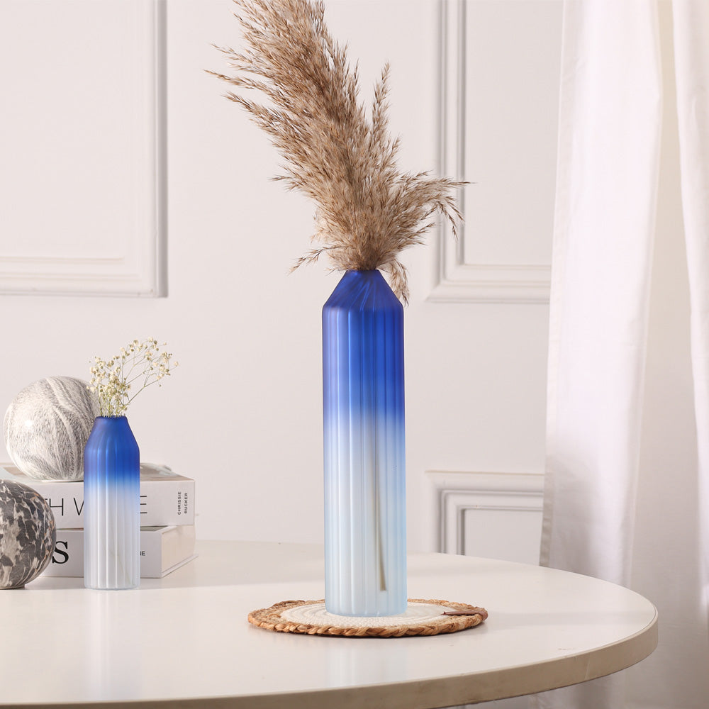 Botella Glass Vase Tall - Frosted Sapphire