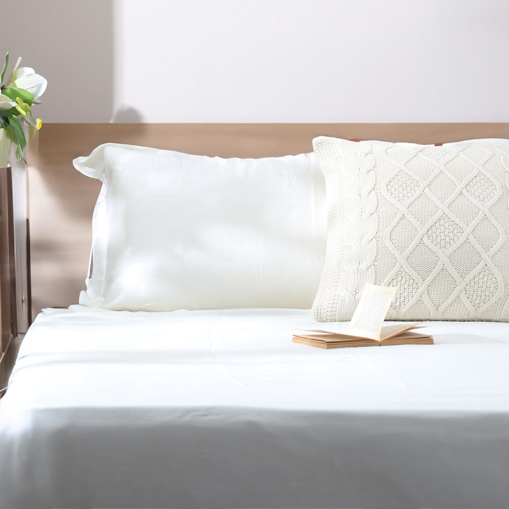 Bottega Bamboo Cotton King Size Bedsheet Set - Ivory