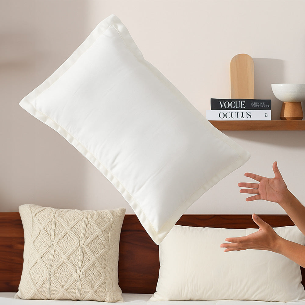Bottega Bamboo Cotton King Size Bedsheet Set - Ivory