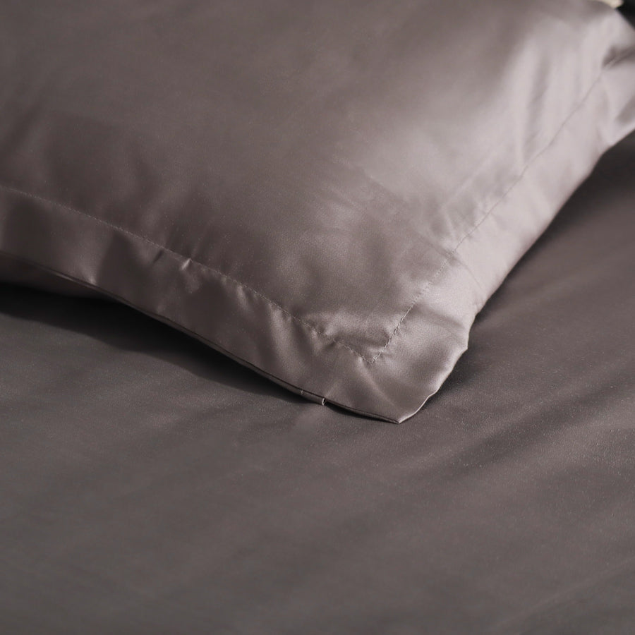 Bottega Bamboo Cotton King Size Bedsheet Set - Smoke