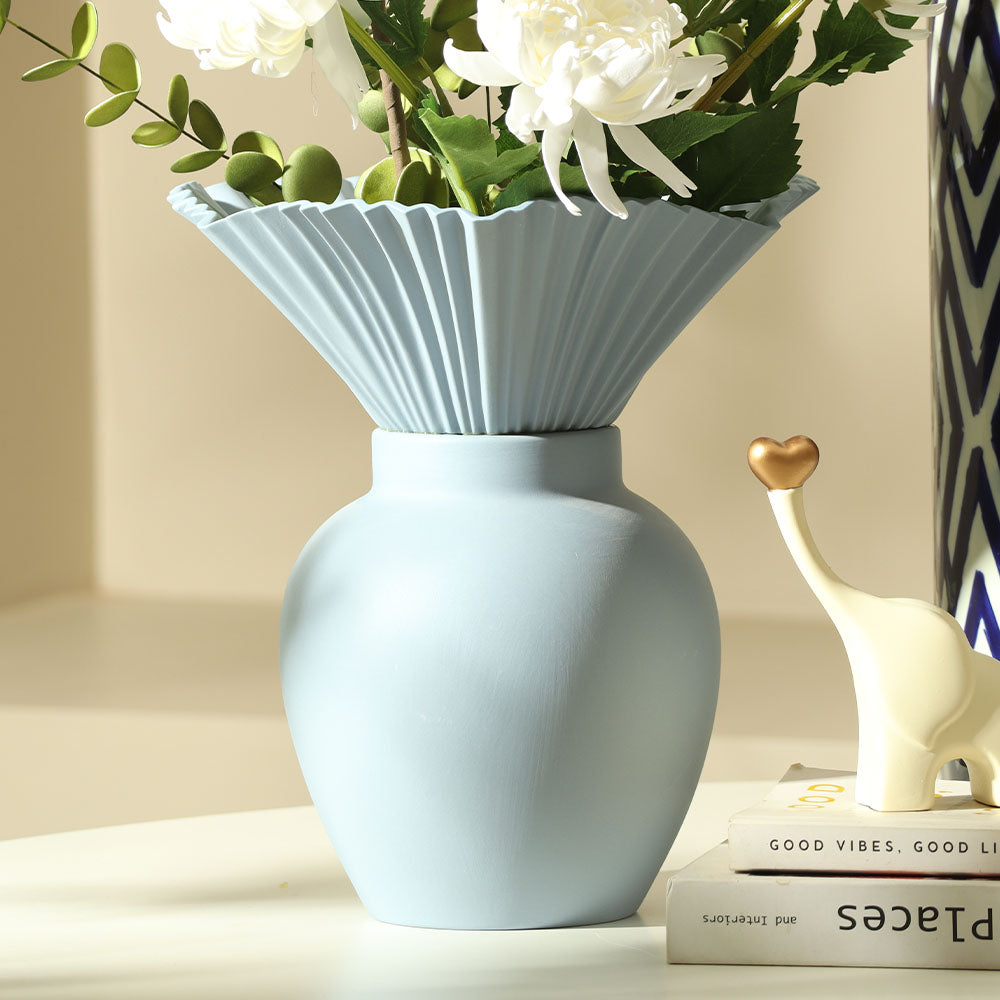 Bouquet Porcelain Vase Large - Dusky Blue