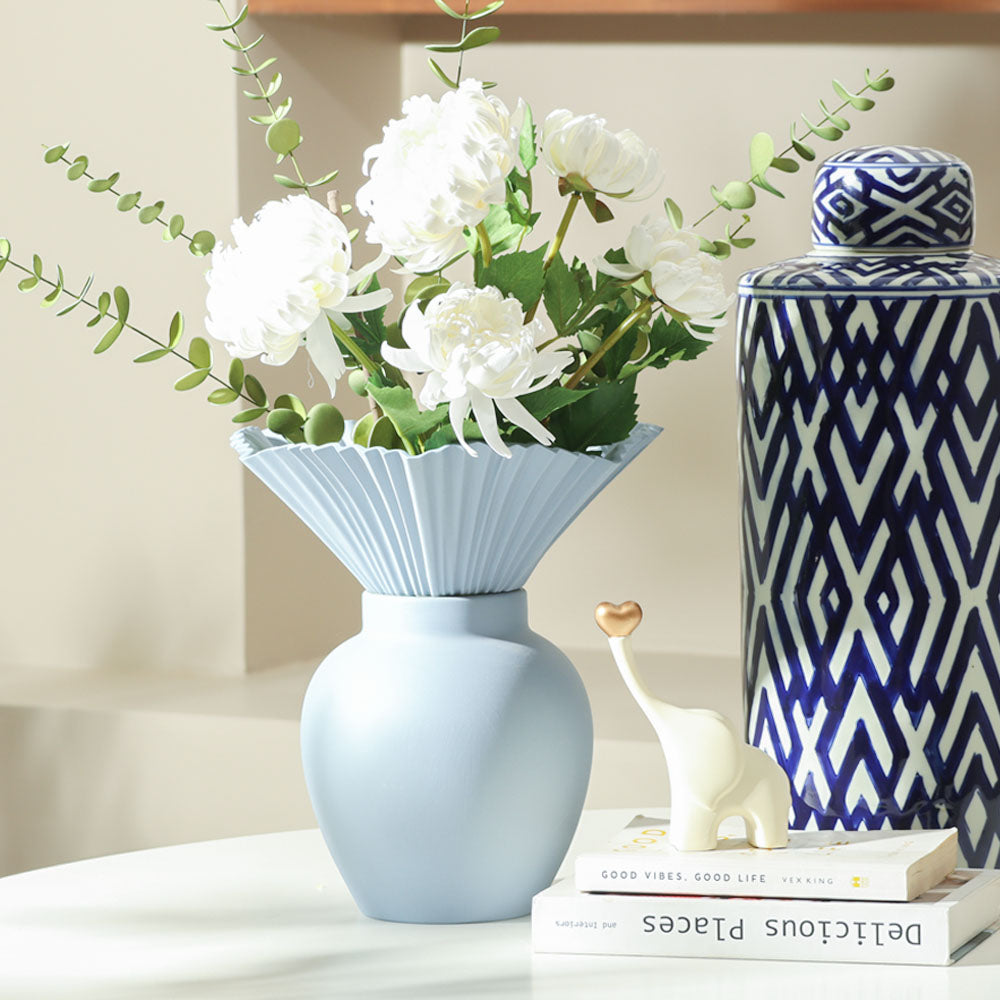 Bouquet Porcelain Vase Large - Dusky Blue