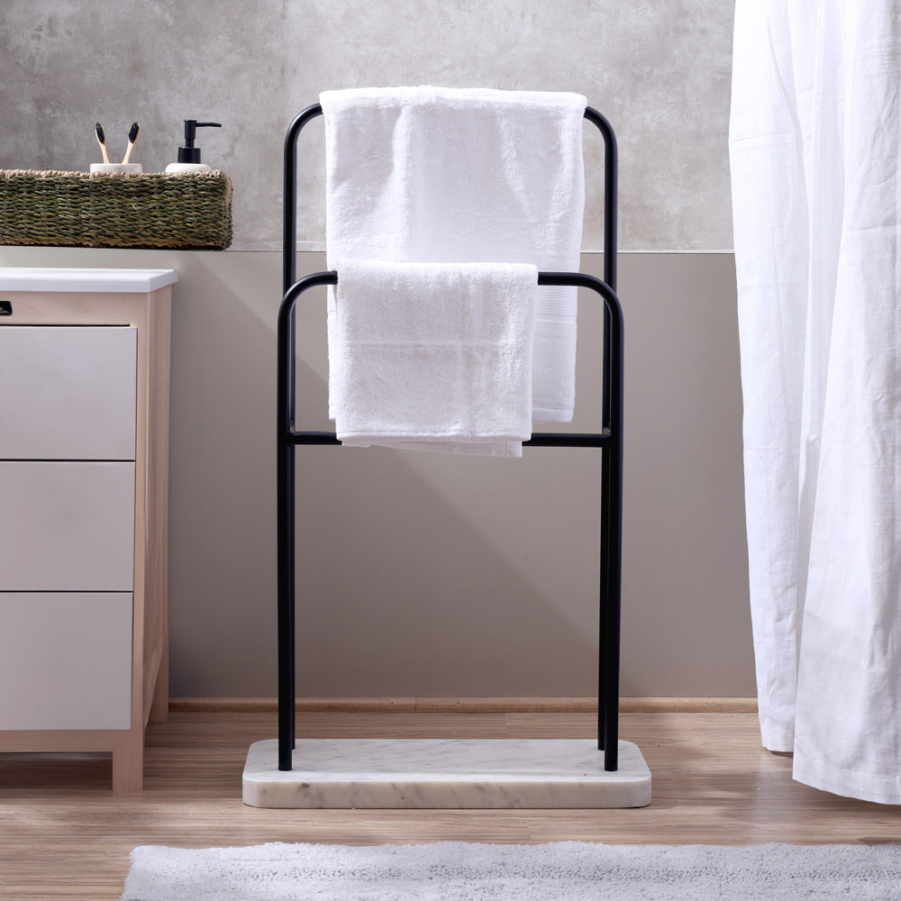Bowen Marble Bath Towel Holder - White Black