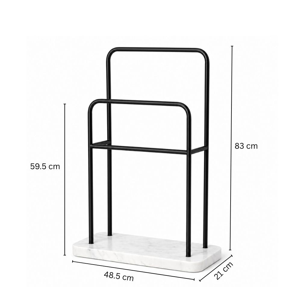 Bowen Marble Bath Towel Holder - White Black