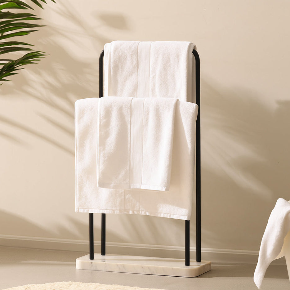 Bowen Marble Bath Towel Holder - White Black