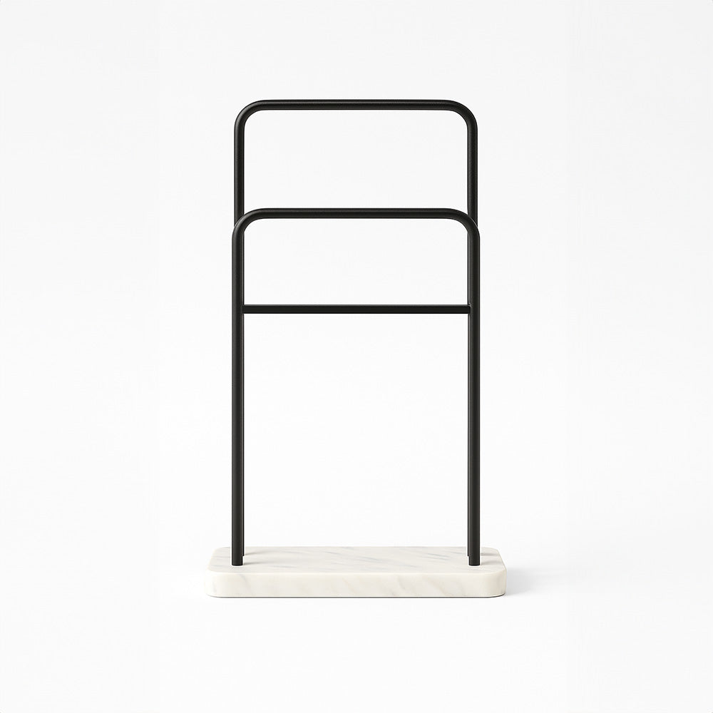 Bowen Marble Bath Towel Holder - White Black