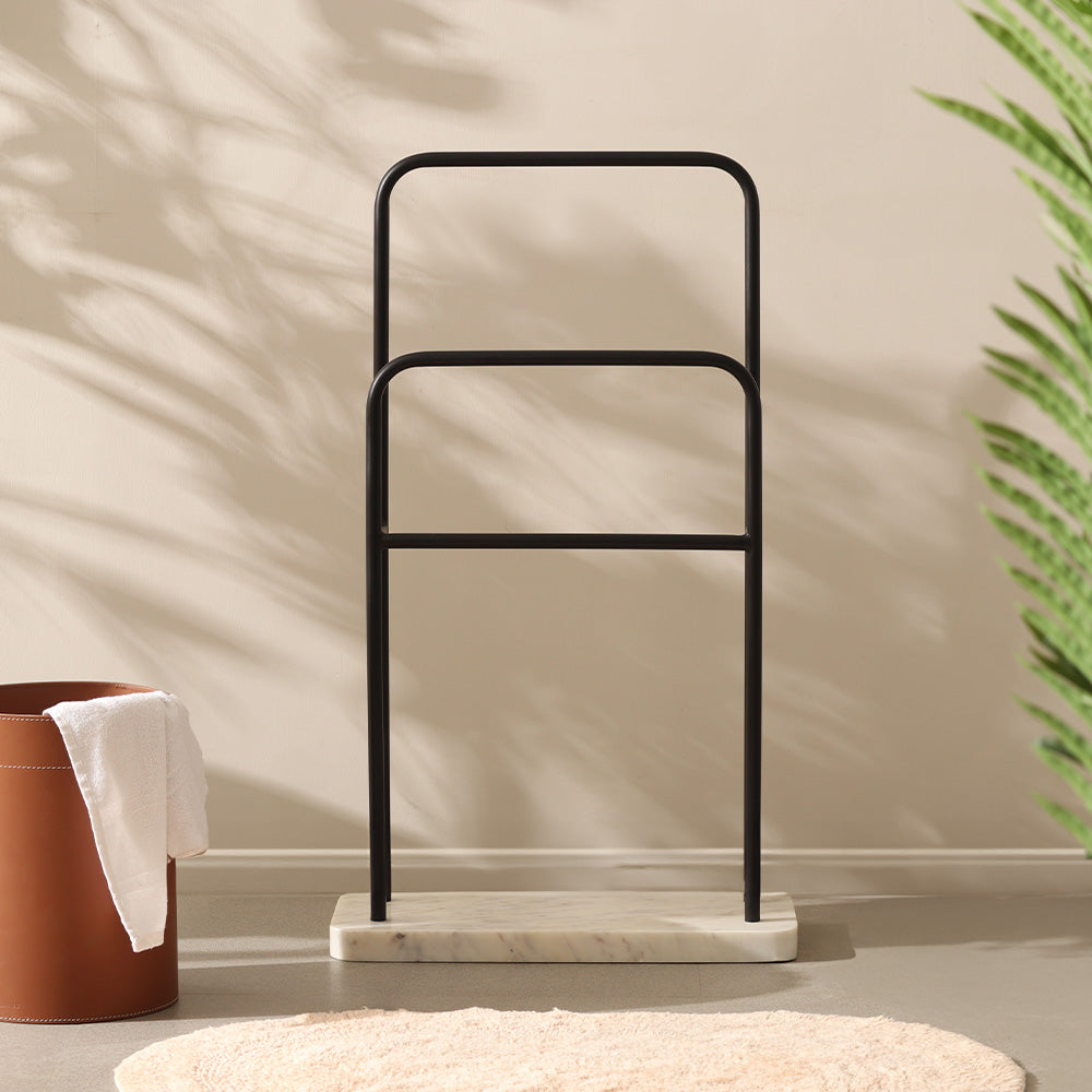 Bowen Marble Bath Towel Holder - White Black