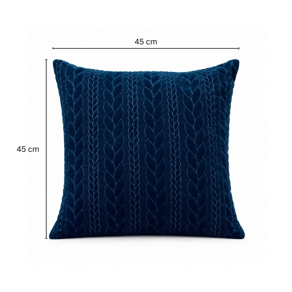 Braide Quilted Velvet Cushion Cover 45x45cm - Navy Blue