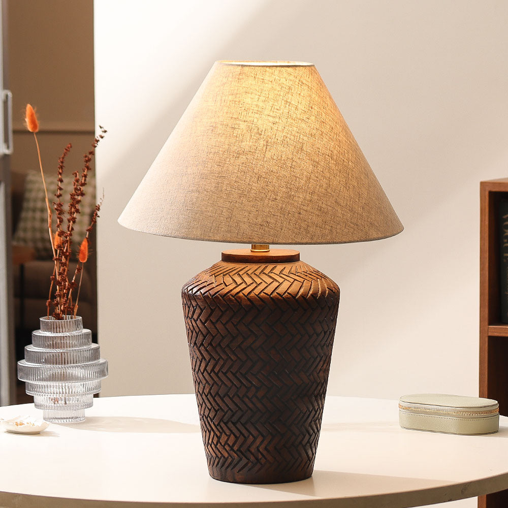 Brea Wooden Table Lamp XL - Walnut Tan