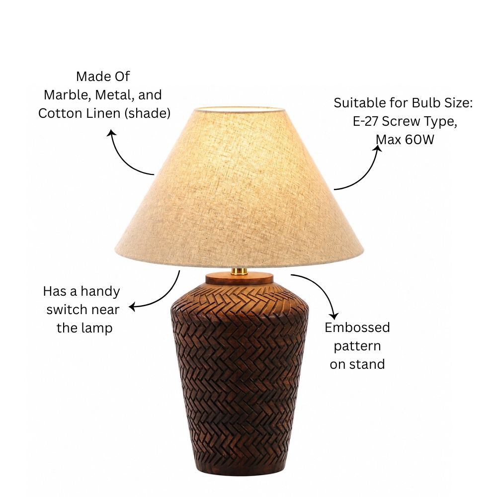 Brea Wooden Table Lamp XL - Walnut Tan