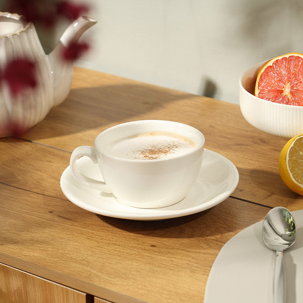 Briar Cappuccino Cup & Saucer Set - White