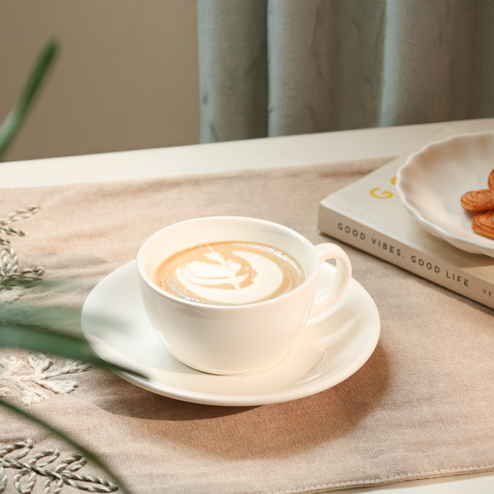 Briar Cappuccino Cup & Saucer Set - White