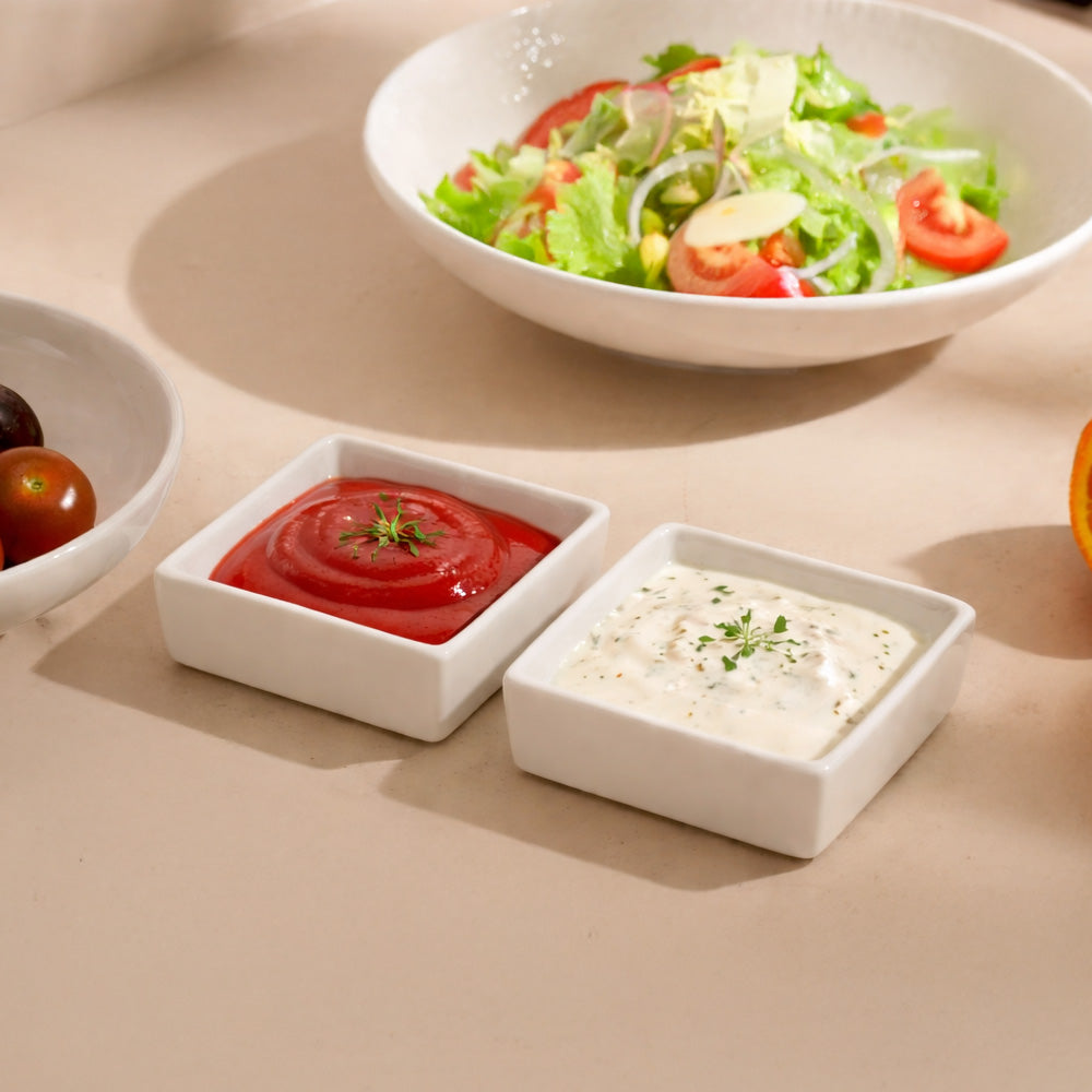 Briar Square Small Bowls, Set of 2 - White