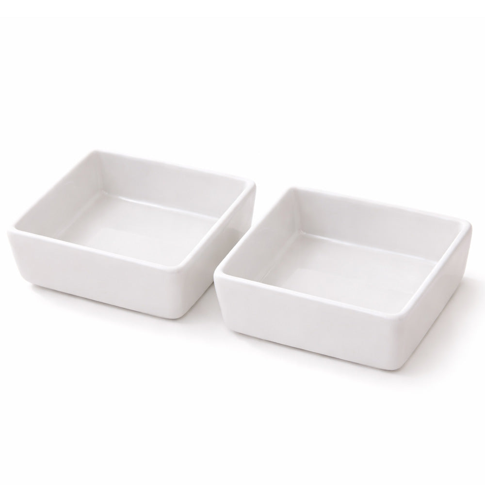 Briar Square Small Bowls, Set of 2 - White