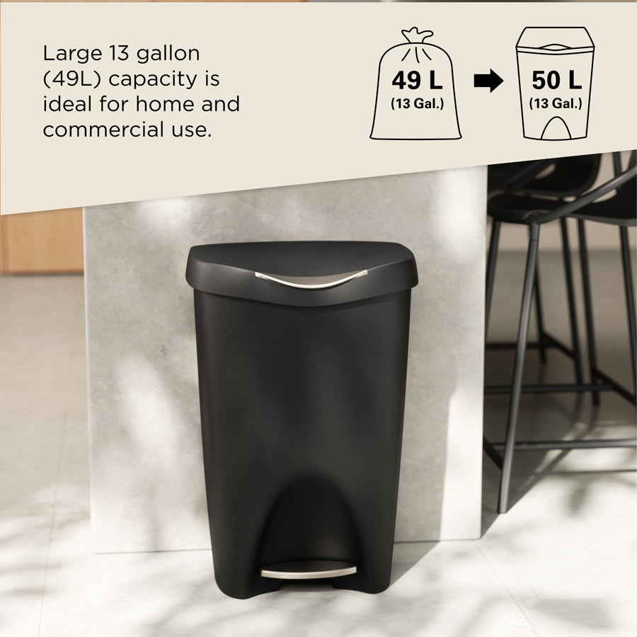 Brim Step Trash Can 50L - Black Nickel