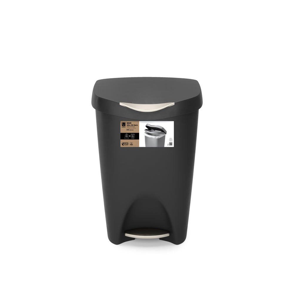 Brim Step Trash Can 50L - Black Nickel