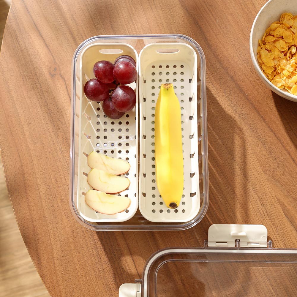 Brisk Fridge Storage Box with 2 Removable Bins - Clear White