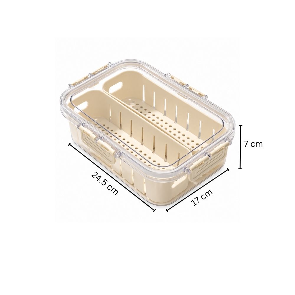 Brisk Fridge Storage Box with 2 Removable Bins - Clear White