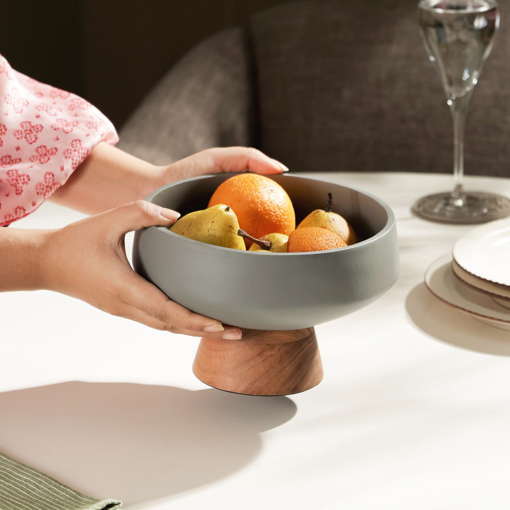 Brooks Elevated Fruit Bowl - Grey