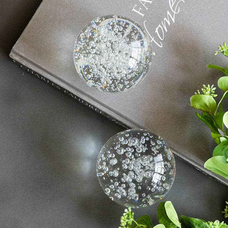 Bubbles Glass Decorative Balls, Set of 2