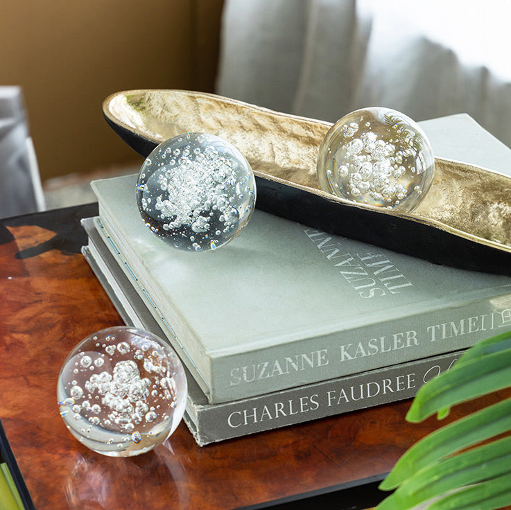 Bubbles Glass Decorative Balls, Set of 3 - Clear