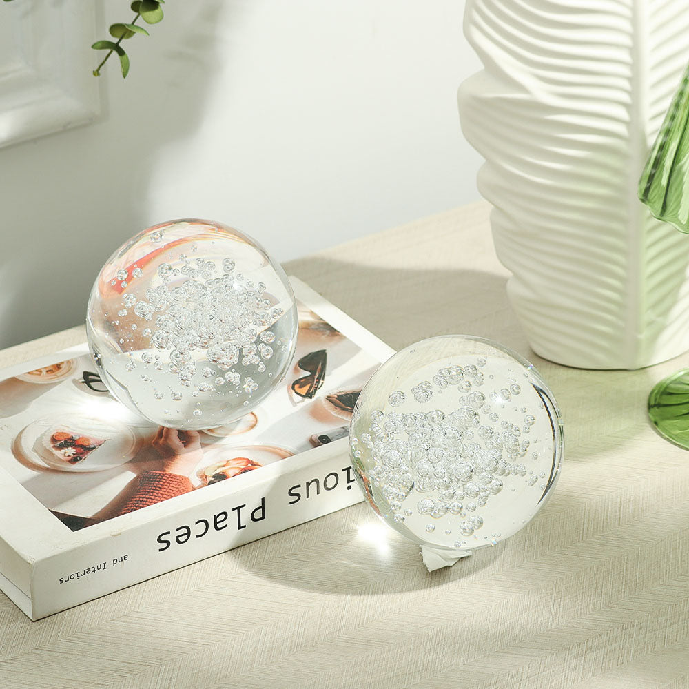 Bubbles Glass Decorative Balls, Set of 2