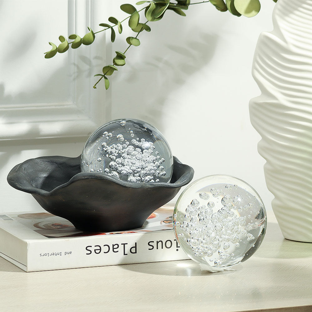 Bubbles Glass Decorative Balls, Set of 2
