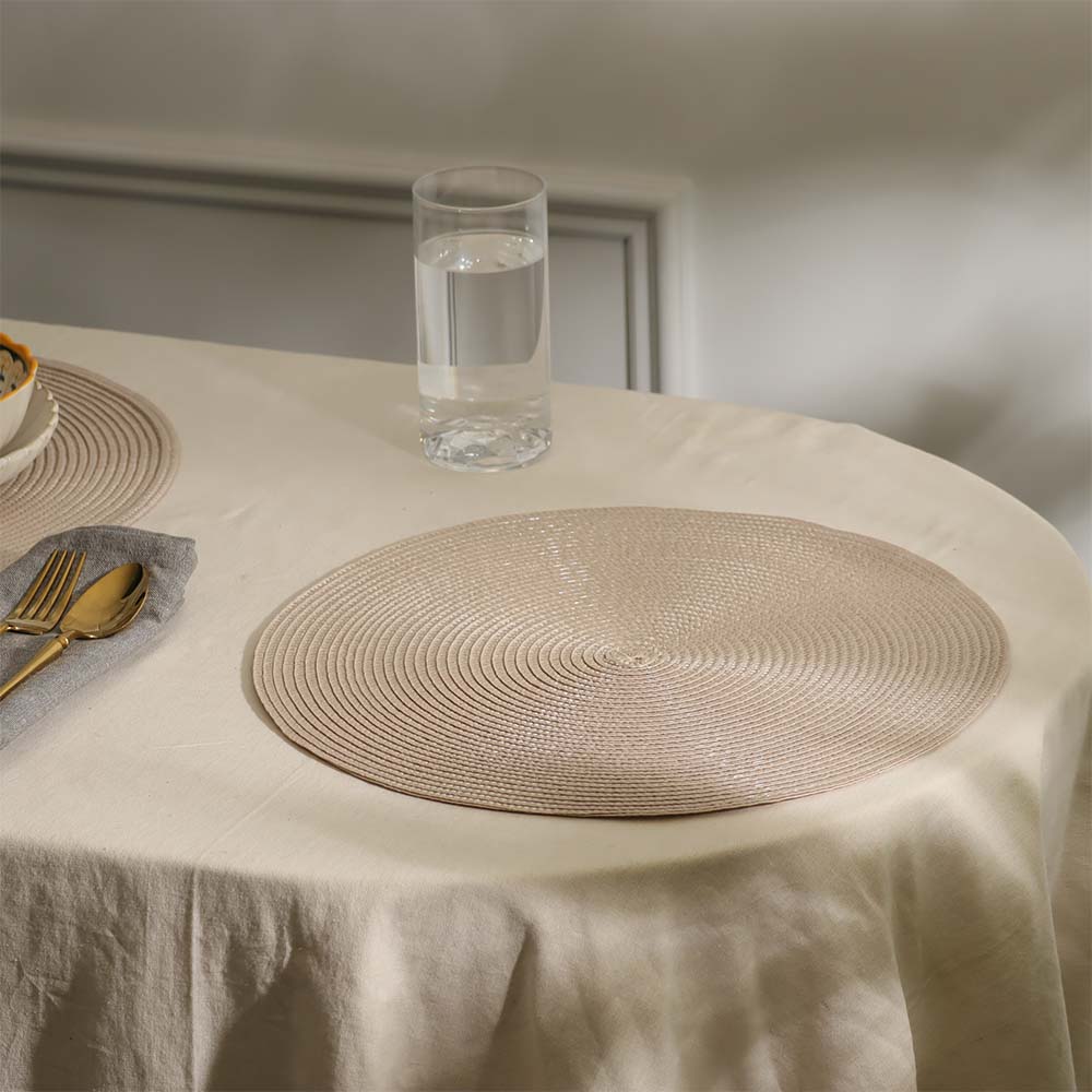 Bueno Round Placemats, Set of 4 - Beige