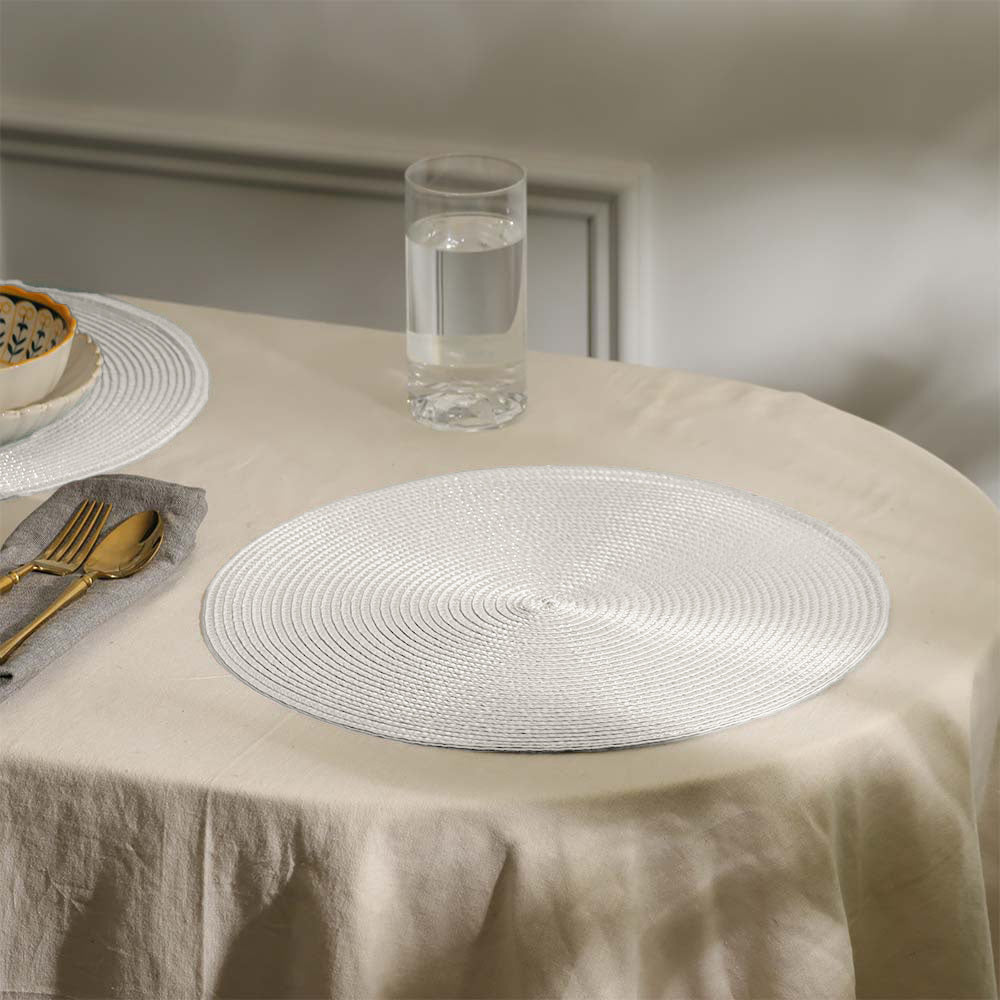 Bueno Round Placemats, Set of 4 - Grey Silver